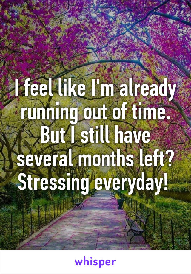 I feel like I'm already running out of time. But I still have several months left? Stressing everyday! 