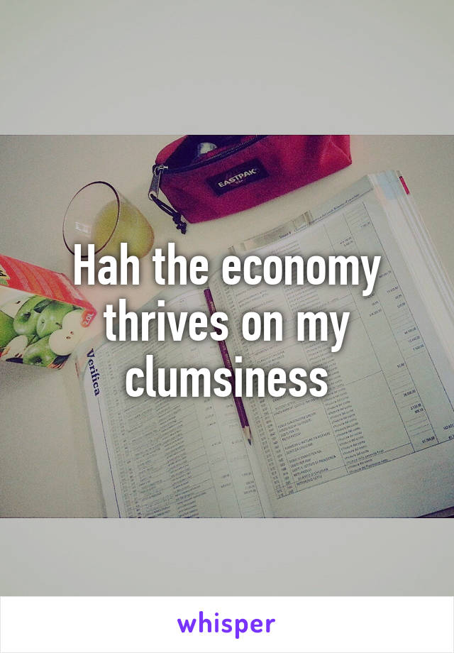 Hah the economy thrives on my clumsiness