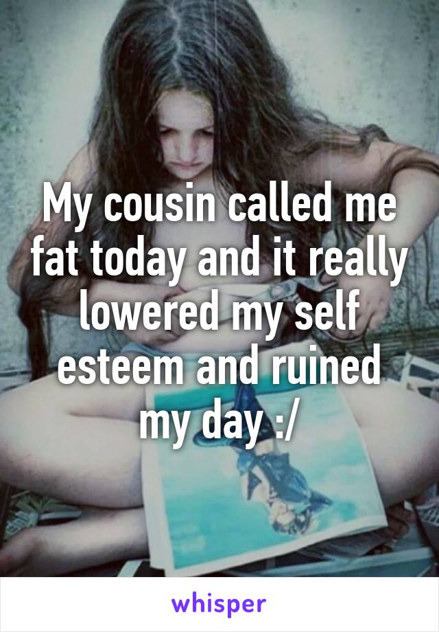 My cousin called me fat today and it really lowered my self esteem and ruined my day :/