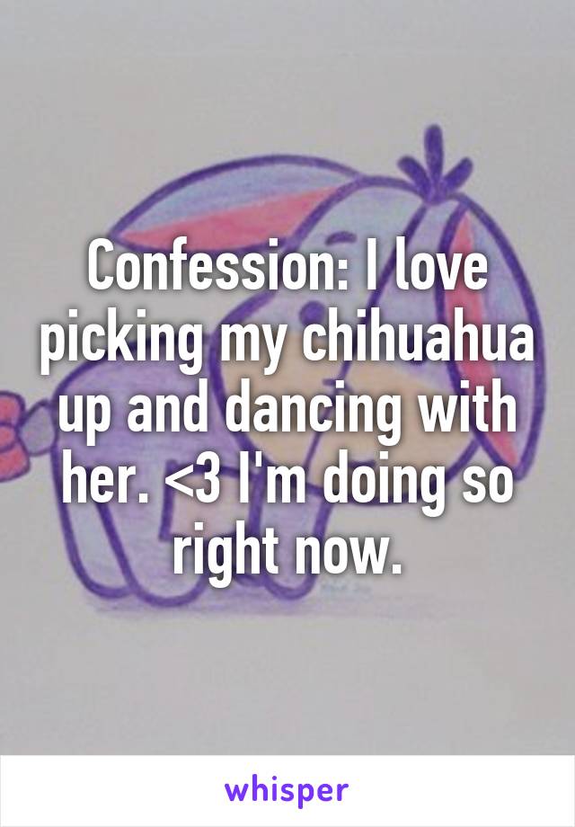 Confession: I love picking my chihuahua up and dancing with her. <3 I'm doing so right now.