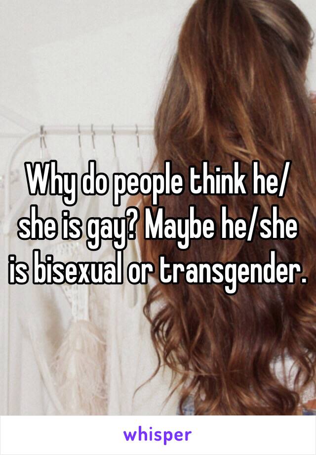 Why do people think he/she is gay? Maybe he/she is bisexual or transgender.