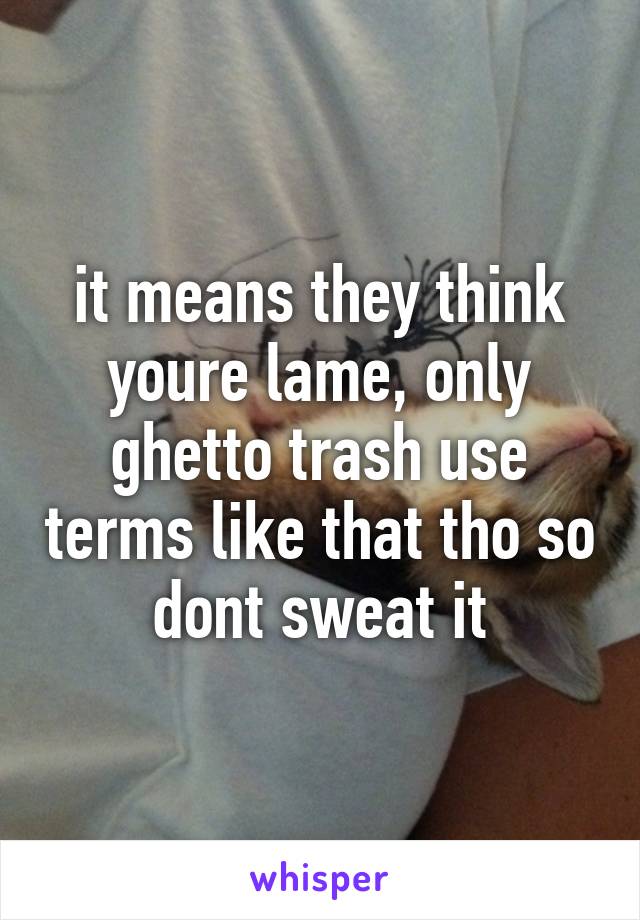 it means they think youre lame, only ghetto trash use terms like that tho so dont sweat it