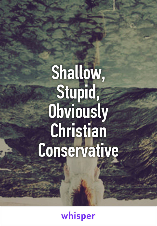 Shallow,
Stupid,
Obviously
Christian
Conservative