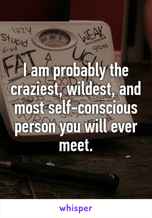 I am probably the craziest, wildest, and most self-conscious person you will ever meet.