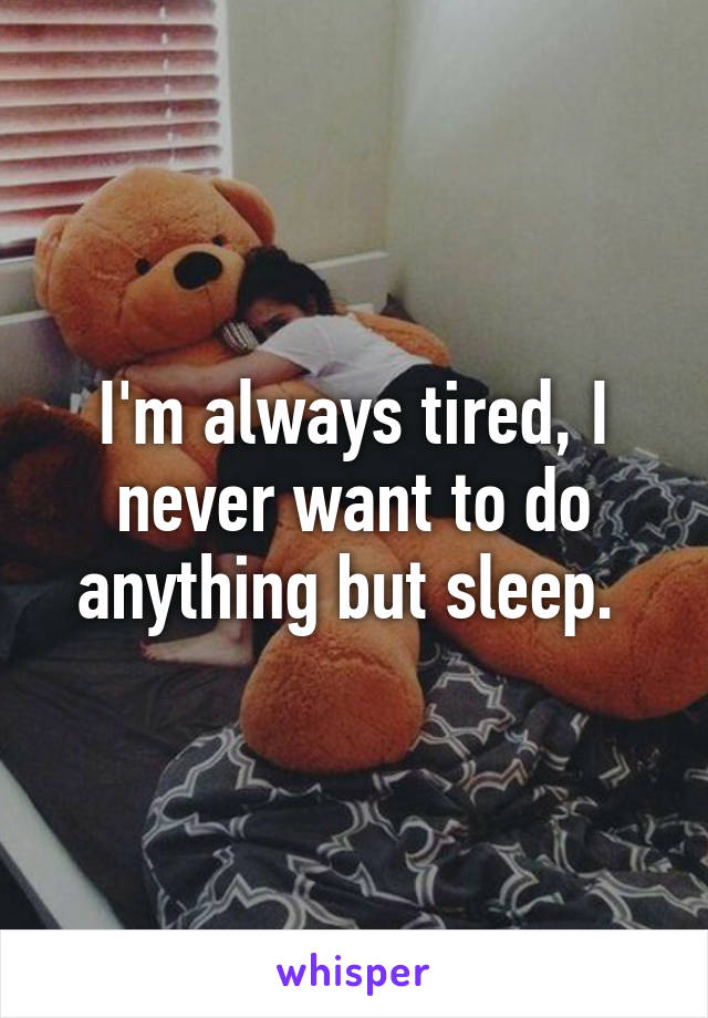 I'm always tired, I never want to do anything but sleep. 