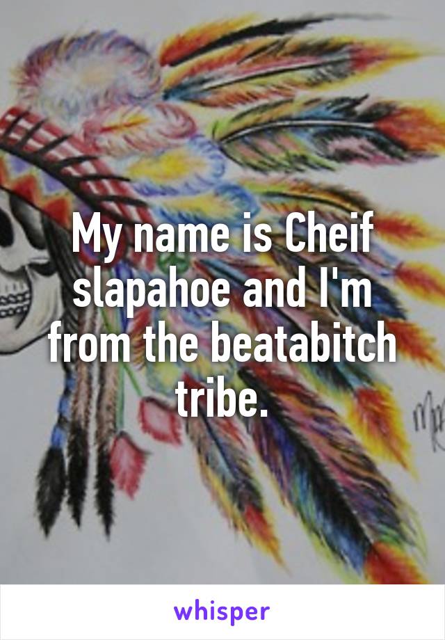 My name is Cheif slapahoe and I'm from the beatabitch tribe.