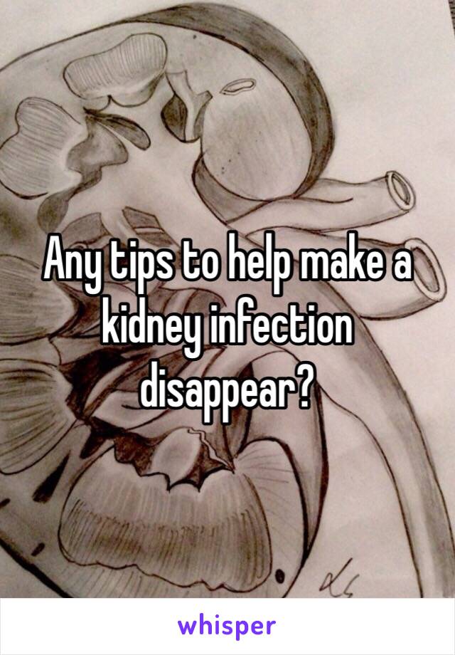 Any tips to help make a kidney infection disappear? 