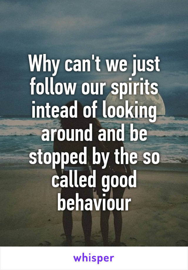 Why can't we just follow our spirits intead of looking around and be stopped by the so called good behaviour