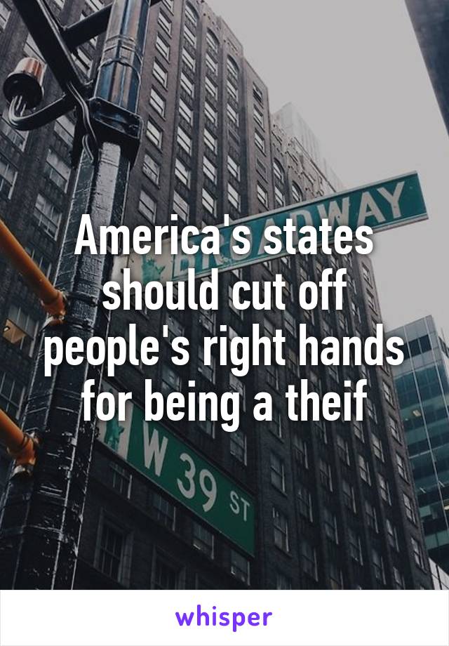 America's states should cut off people's right hands for being a theif