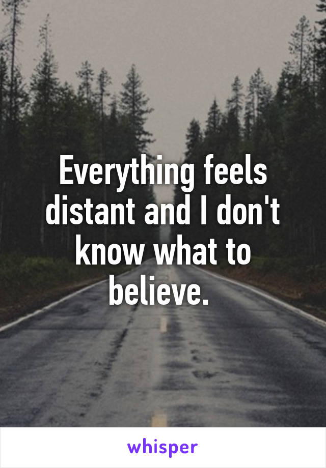 Everything feels distant and I don't know what to believe. 