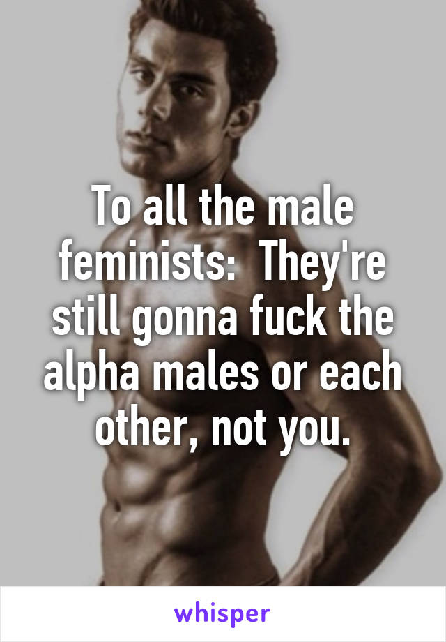 To all the male feminists:  They're still gonna fuck the alpha males or each other, not you.