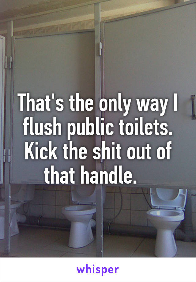 That's the only way I flush public toilets. Kick the shit out of that handle.   