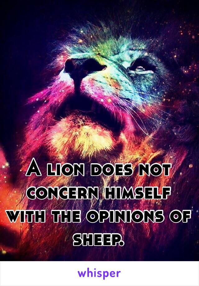 A lion does not concern himself with the opinions of sheep.