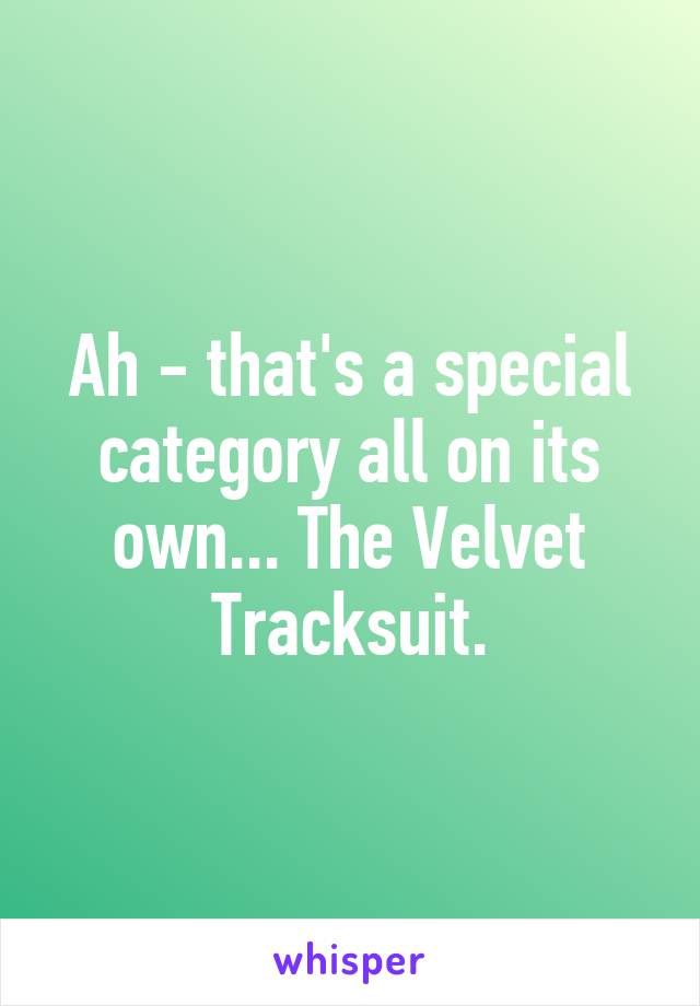 Ah - that's a special category all on its own... The Velvet Tracksuit.