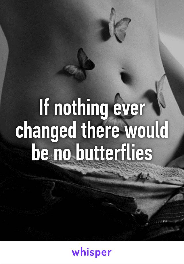 If nothing ever changed there would be no butterflies