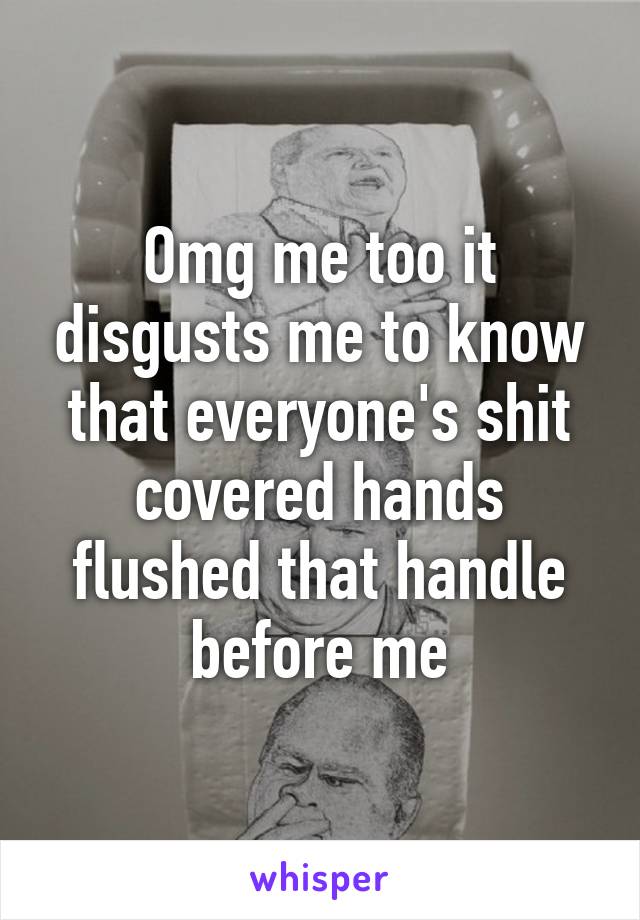 Omg me too it disgusts me to know that everyone's shit covered hands flushed that handle before me