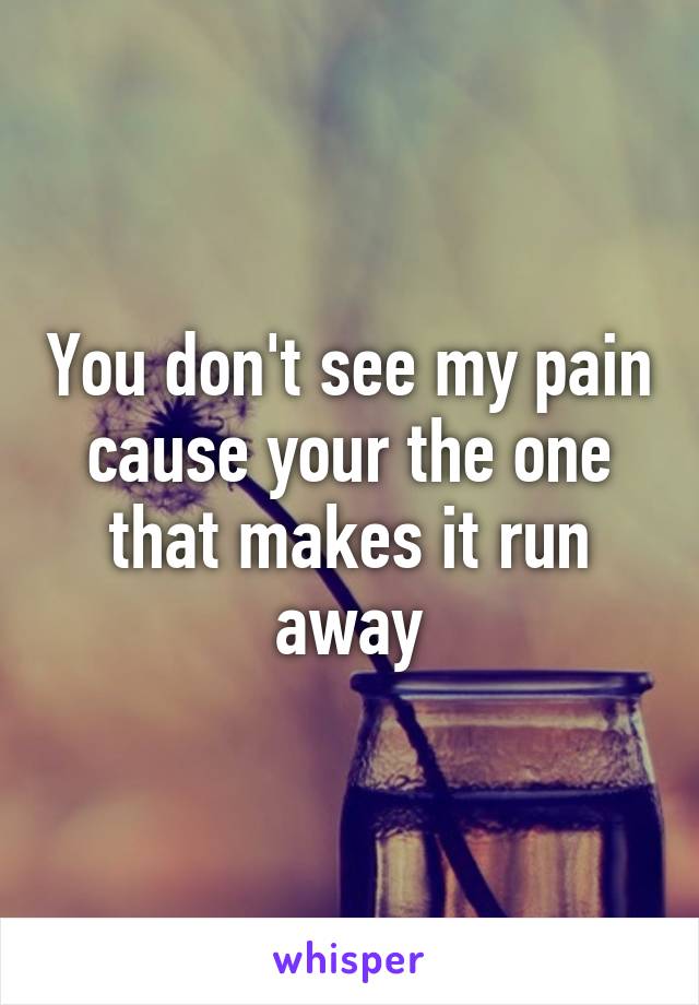 You don't see my pain cause your the one that makes it run away