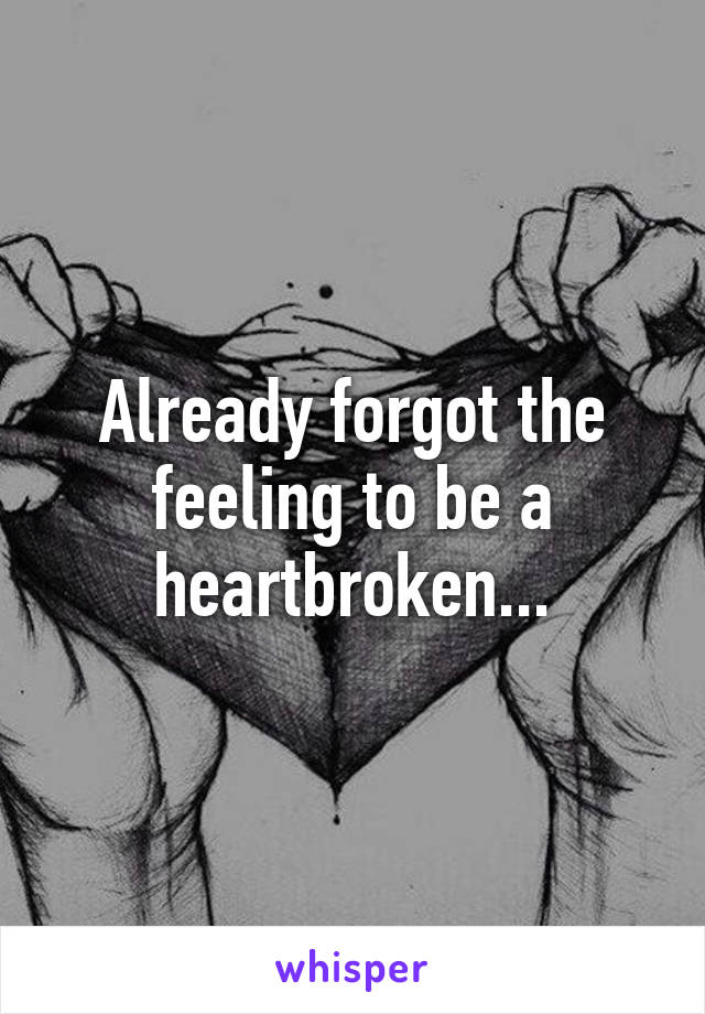 Already forgot the feeling to be a heartbroken...