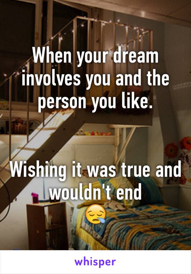 When your dream involves you and the person you like. 


Wishing it was true and wouldn't end 
😪