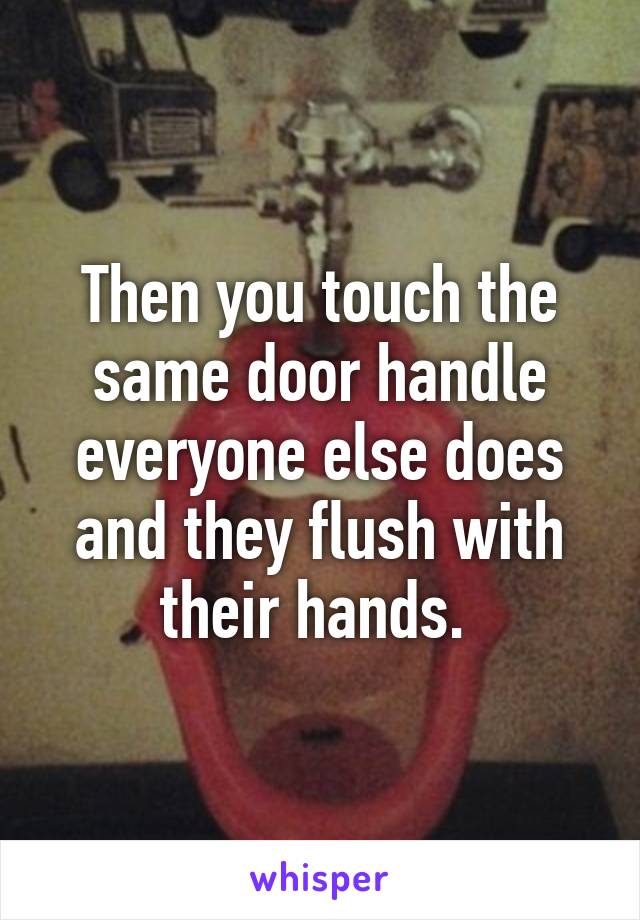 Then you touch the same door handle everyone else does and they flush with their hands. 