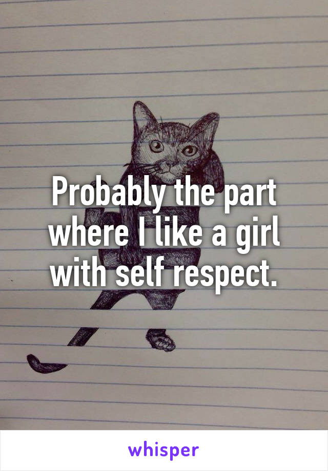 Probably the part where I like a girl with self respect.