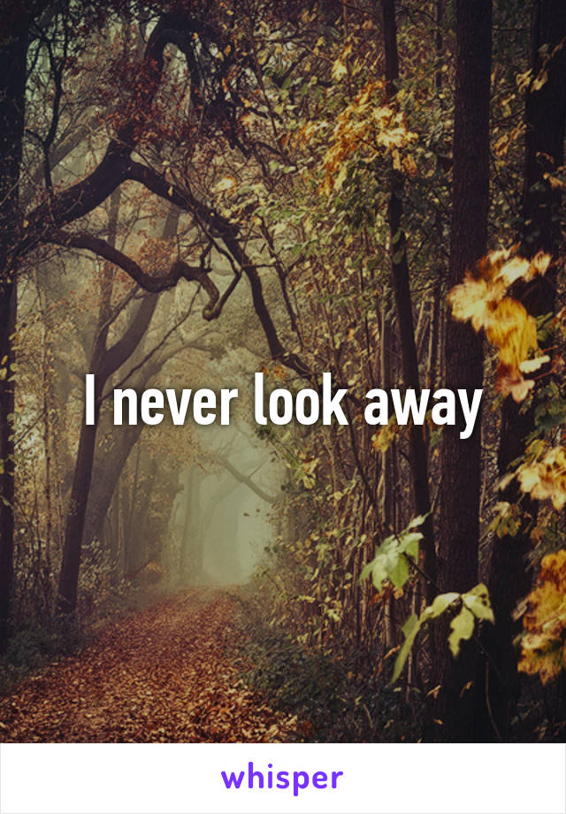 I never look away