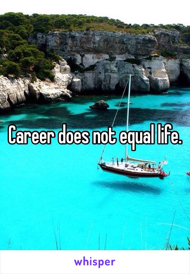 Career does not equal life. 