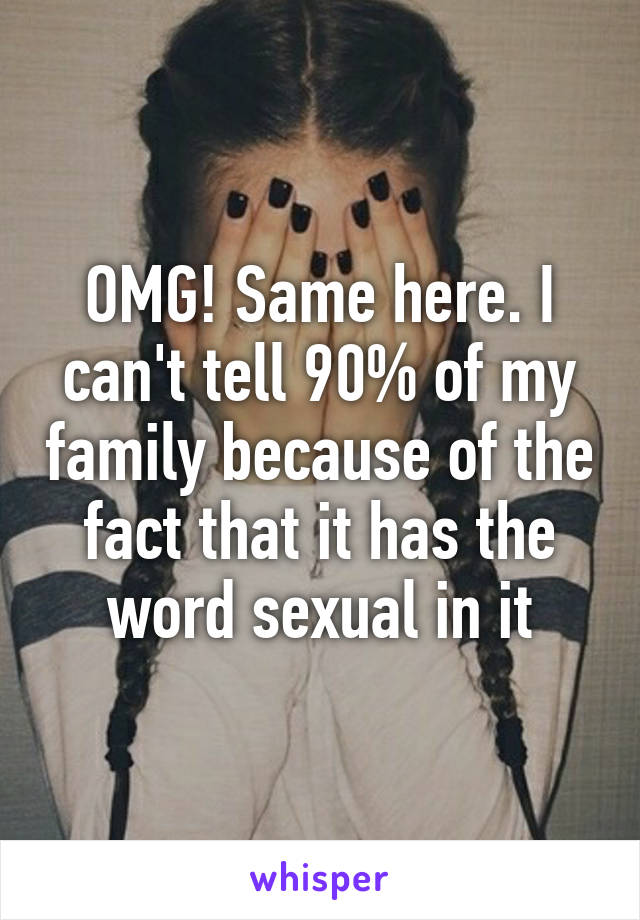 OMG! Same here. I can't tell 90% of my family because of the fact that it has the word sexual in it