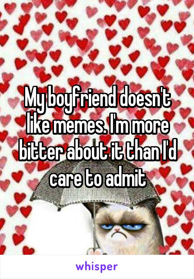 My boyfriend doesn't like memes. I'm more bitter about it than I'd care to admit