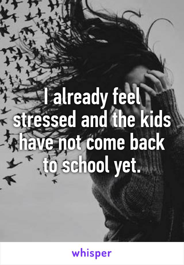 I already feel stressed and the kids have not come back to school yet.