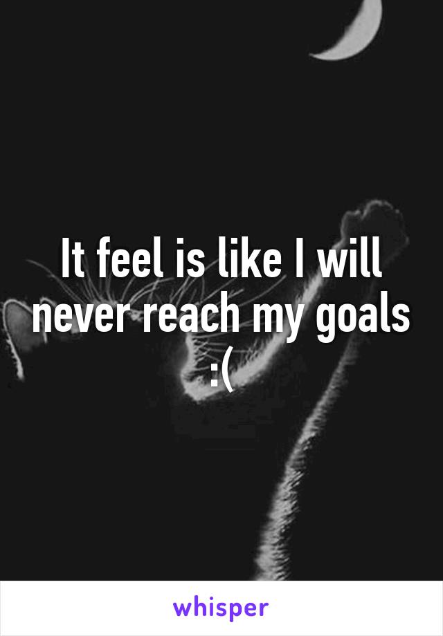 It feel is like I will never reach my goals :(