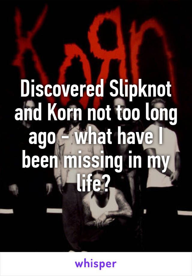 Discovered Slipknot and Korn not too long ago - what have I been missing in my life? 