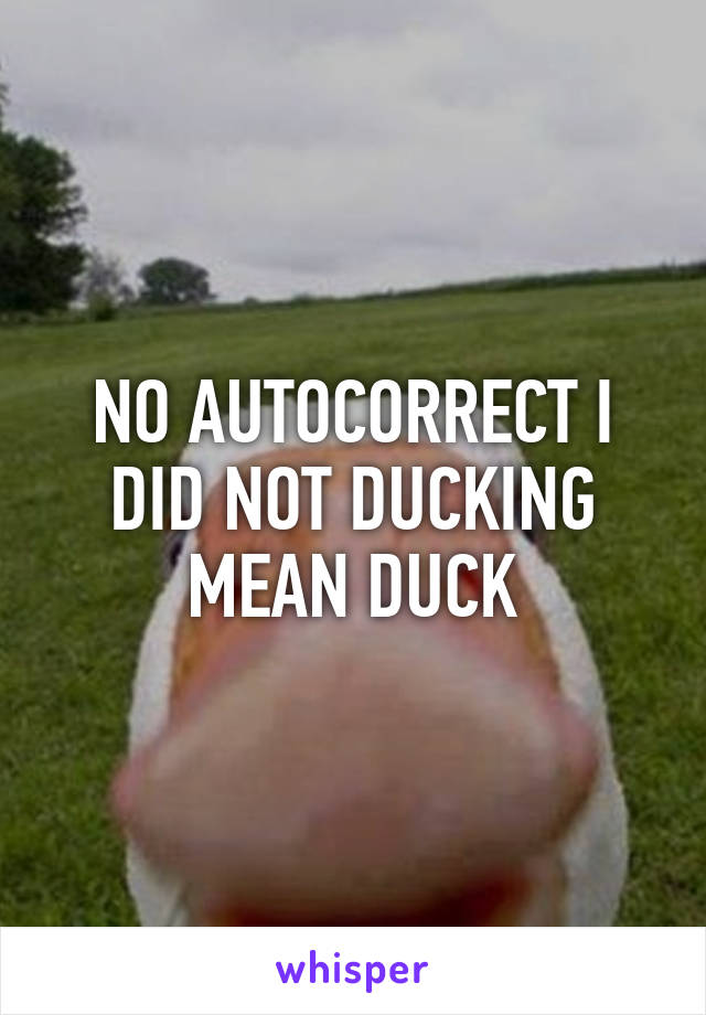 NO AUTOCORRECT I DID NOT DUCKING MEAN DUCK