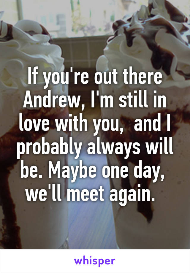 If you're out there Andrew, I'm still in love with you,  and I probably always will be. Maybe one day,  we'll meet again.  