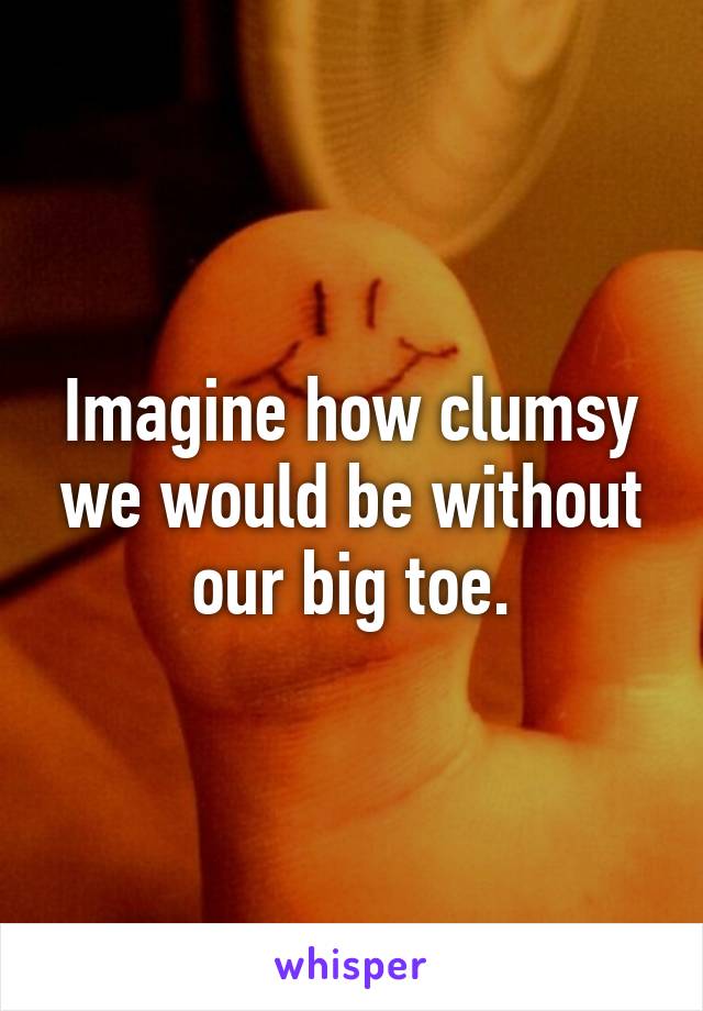 Imagine how clumsy we would be without our big toe.