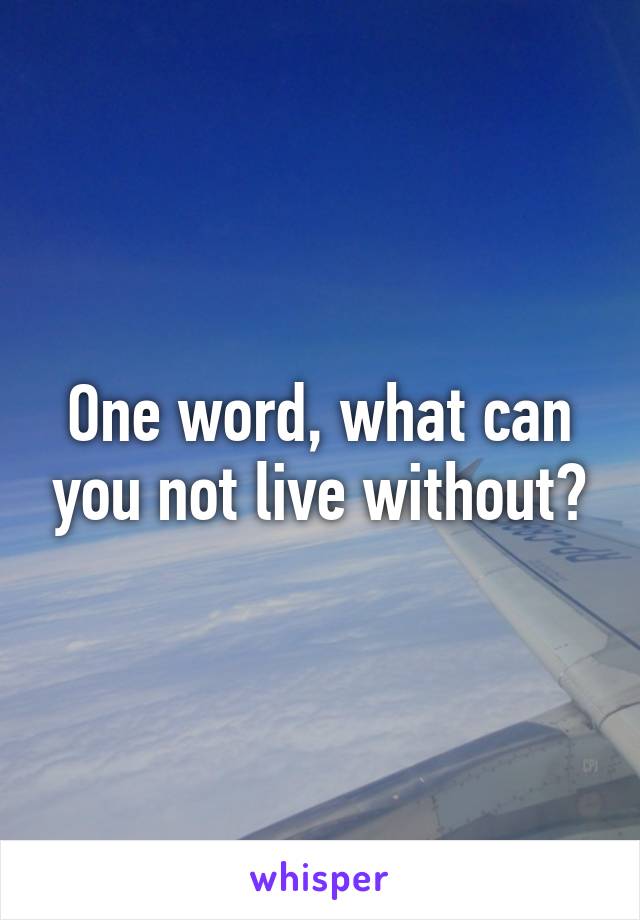 One word, what can you not live without?