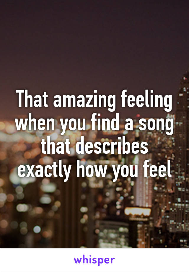 That amazing feeling when you find a song that describes exactly how you feel