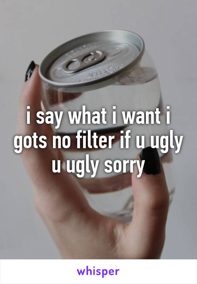 i say what i want i gots no filter if u ugly u ugly sorry