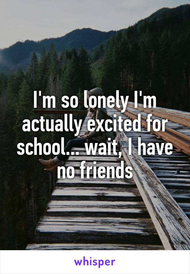 I'm so lonely I'm actually excited for school... wait, I have no friends