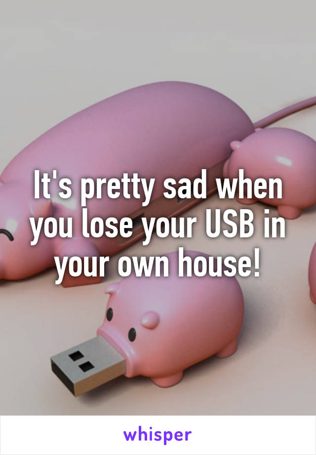 It's pretty sad when you lose your USB in your own house!