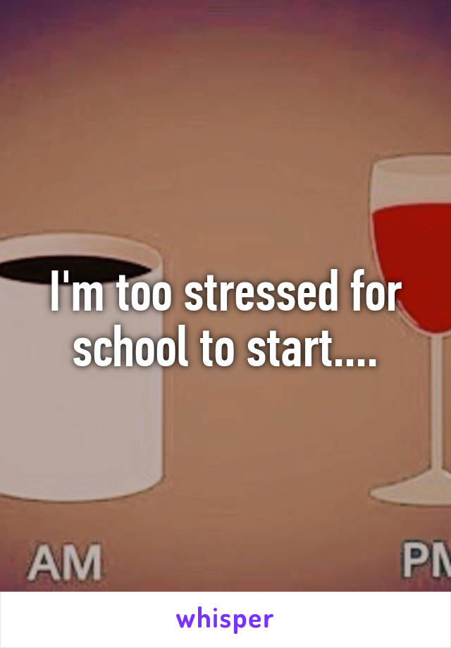 I'm too stressed for school to start....