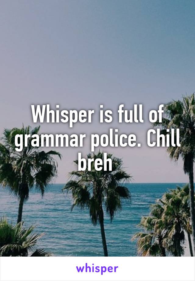 Whisper is full of grammar police. Chill breh 