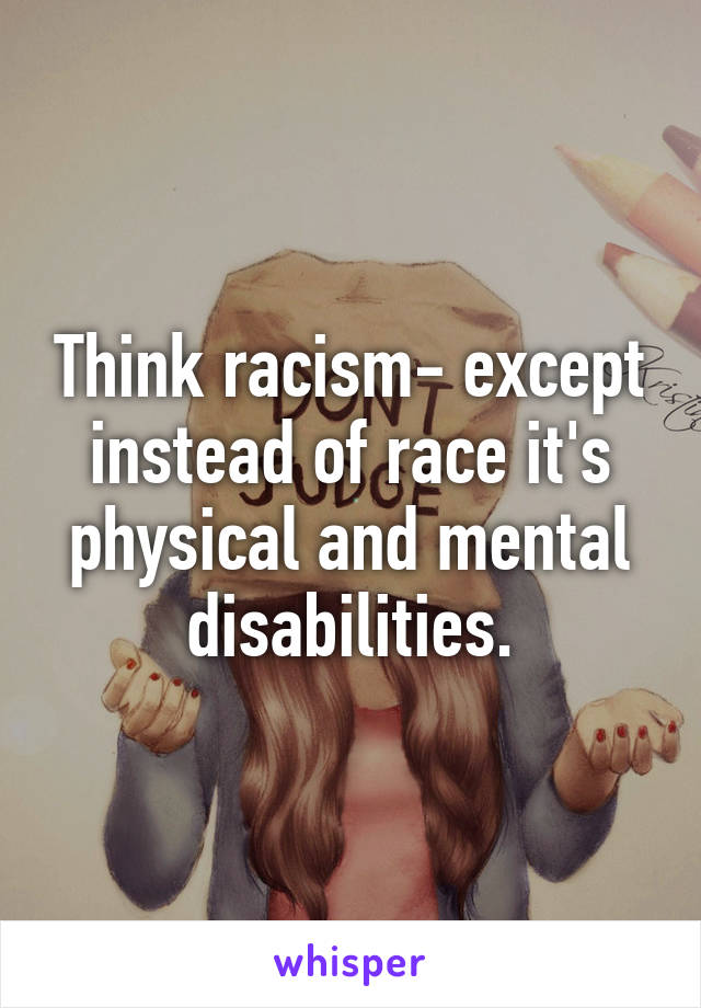 Think racism- except instead of race it's physical and mental disabilities.