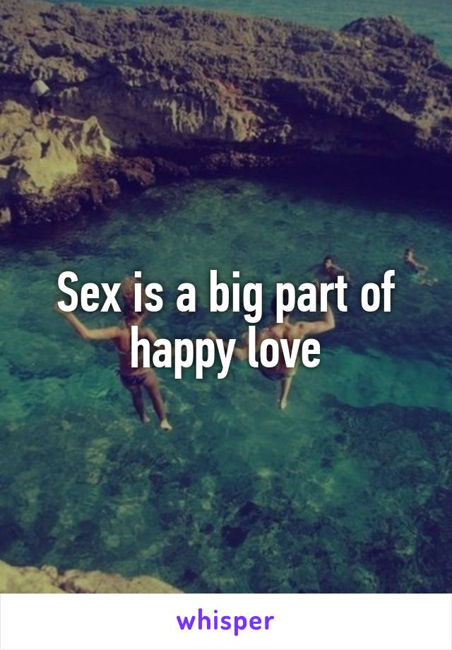 Sex is a big part of happy love