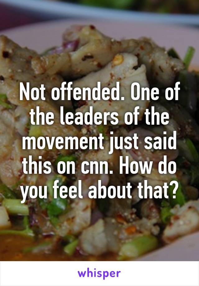 Not offended. One of the leaders of the movement just said this on cnn. How do you feel about that?