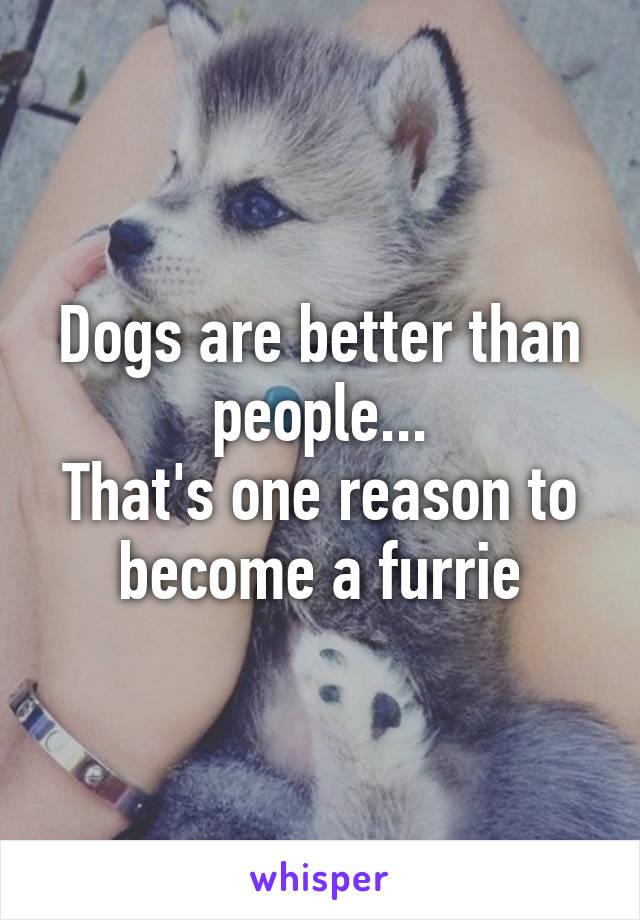 Dogs are better than people...
That's one reason to become a furrie