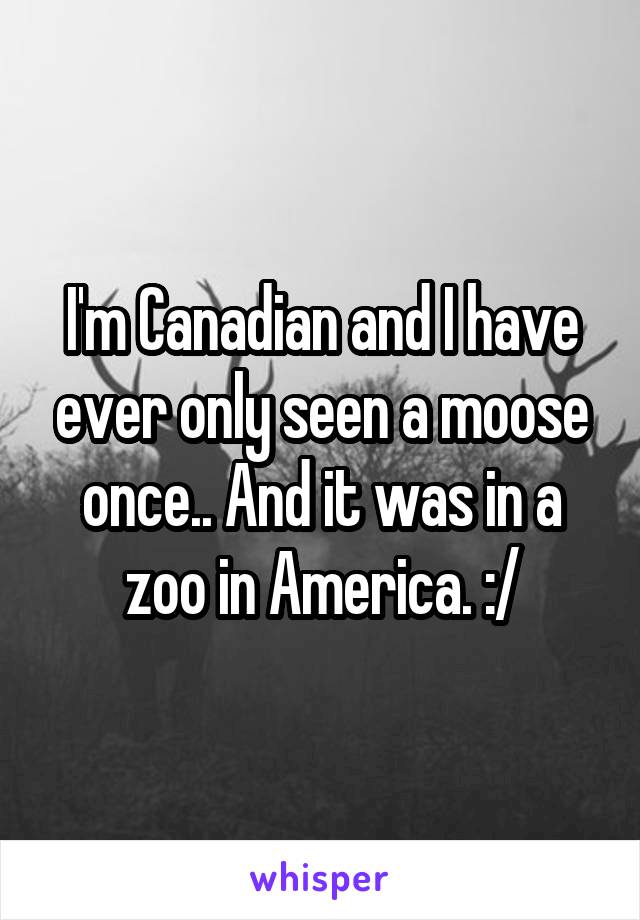 I'm Canadian and I have ever only seen a moose once.. And it was in a zoo in America. :/