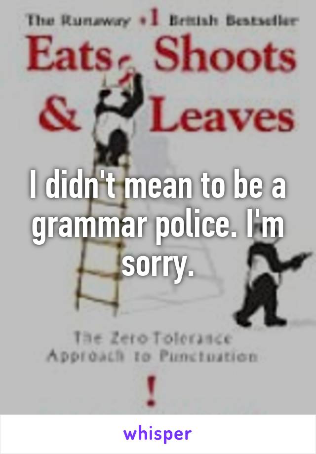 I didn't mean to be a grammar police. I'm sorry.
