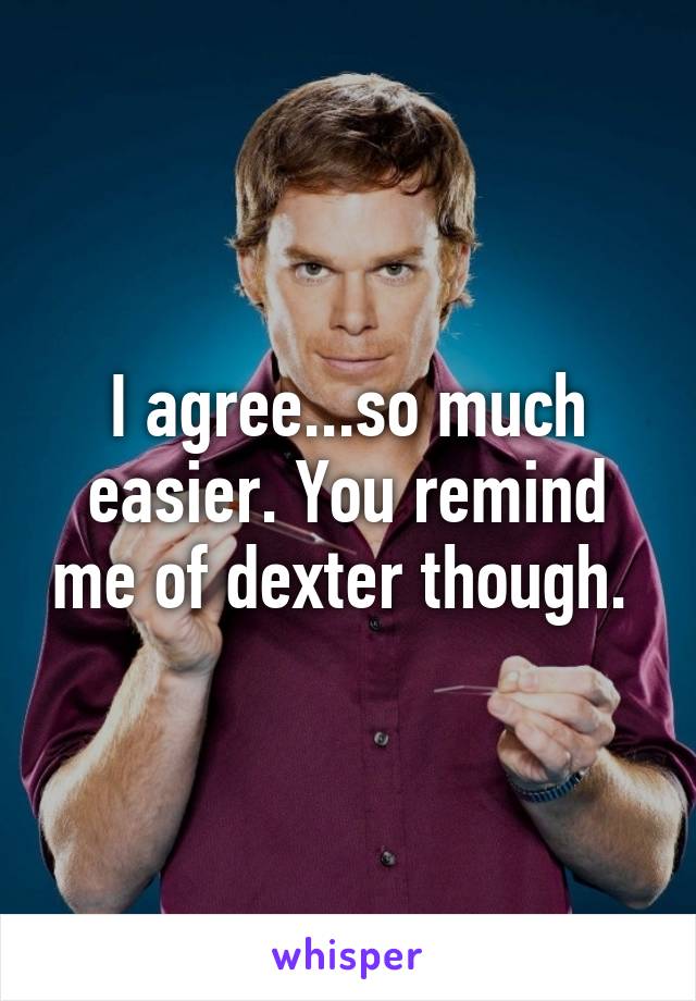 I agree...so much easier. You remind me of dexter though. 