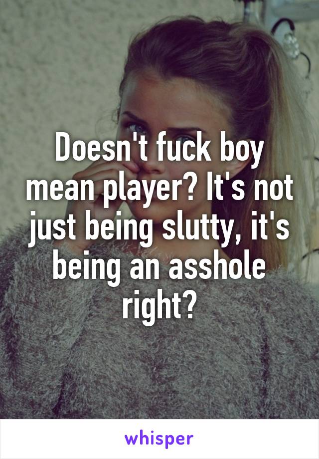 Doesn't fuck boy mean player? It's not just being slutty, it's being an asshole right?